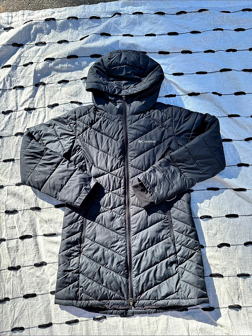 Girls Columbia Black Quilted Hooded Jacket Size Large 14/16